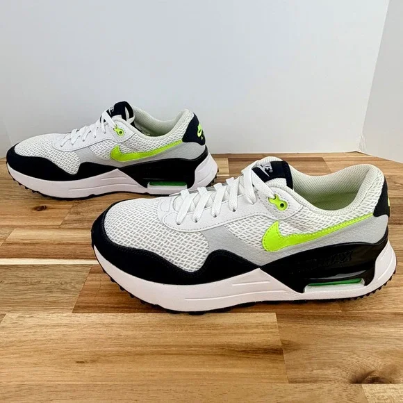 Nike Air Max System Sneakers White Volt‎ Black Athletic Shoes mens Size 9